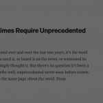 Unprecedented Times Require Unprecedented Action
